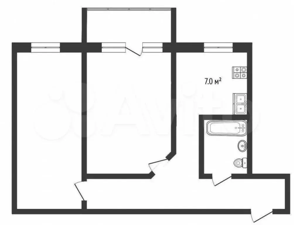 2-к. квартира, 41,3 м, 4/5 эт. - Фото 0