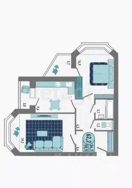 2-к кв. Липецкая область, Липецк Минская ул., 6Ак1 (62.5 м) - Фото 1