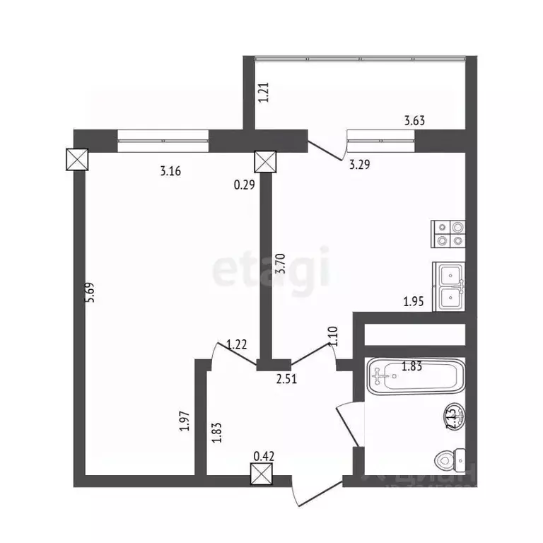 1-к кв. Марий Эл, Йошкар-Ола ул. Западная, 23А (35.2 м) - Фото 2