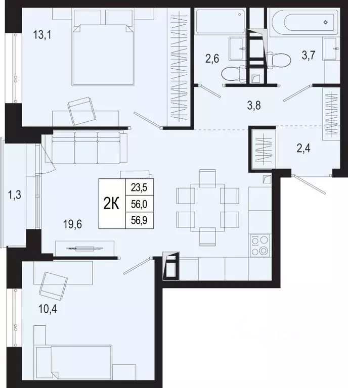2-к кв. Московская область, Подольск городской округ, д. Борисовка ... - Фото 1