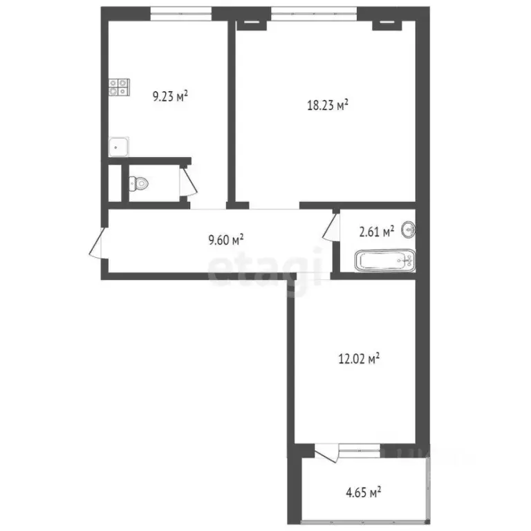 2-к кв. Тюменская область, Тюмень ул. Арктическая, 1к1 (52.6 м) - Фото 1