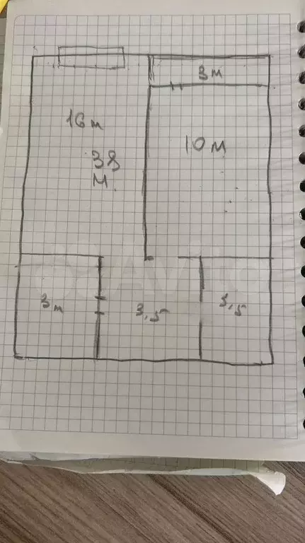 1-к. квартира, 38 м, 2/5 эт. - Фото 0