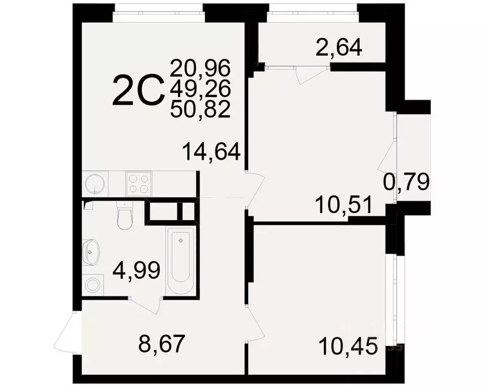 2-к кв. Рязанская область, Рязань Аура жилой комплекс (49.26 м) - Фото 1