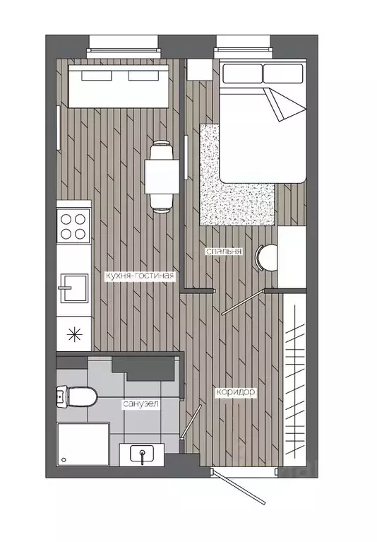 1-к кв. Ханты-Мансийский АО, Сургут 30А мкр,  (28.89 м) - Фото 0