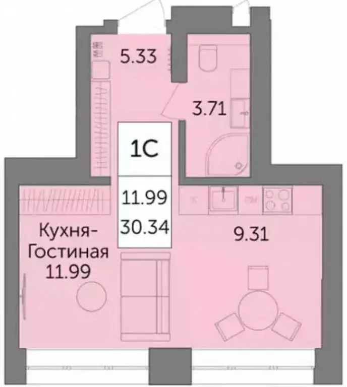 Квартира-студия: Уфа, жилой район Зелёная Роща, жилой комплекс ... - Фото 1
