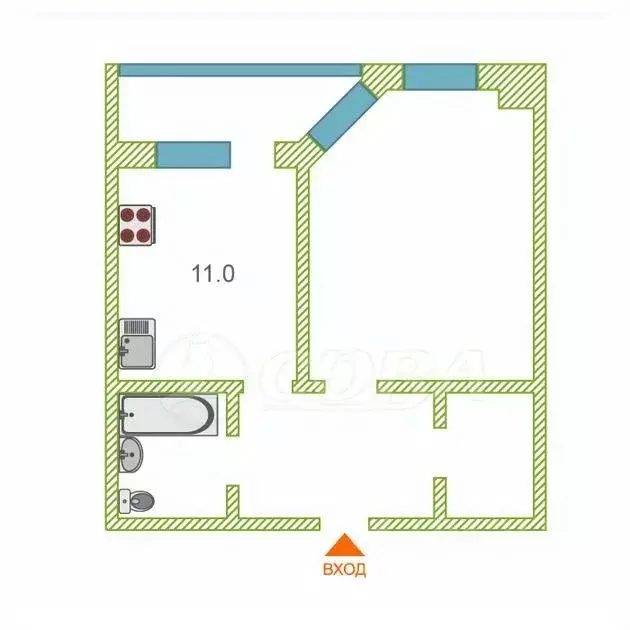 1-к кв. Тюменская область, Тюмень ул. Мельникайте, 144 (36.7 м) - Фото 2