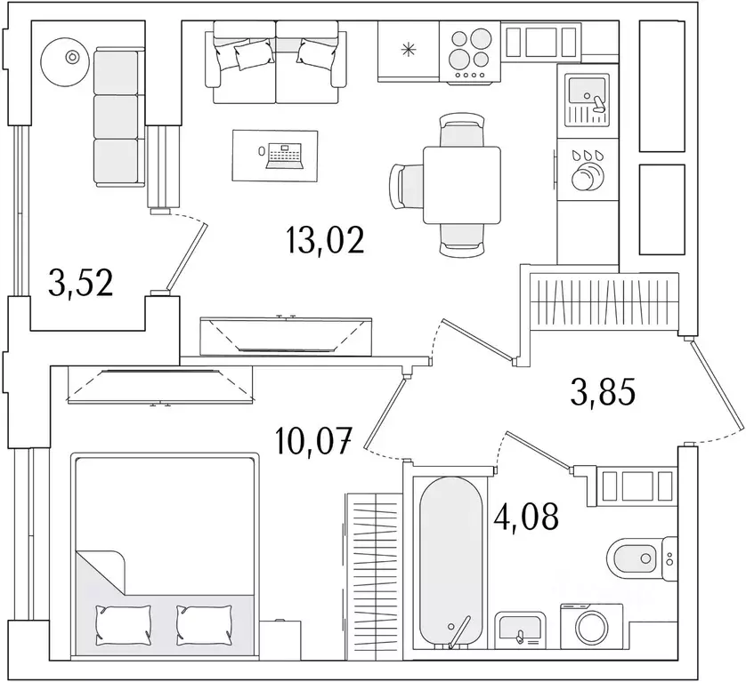 1-к кв. Санкт-Петербург Гранат жилой комплекс (32.78 м) - Фото 1