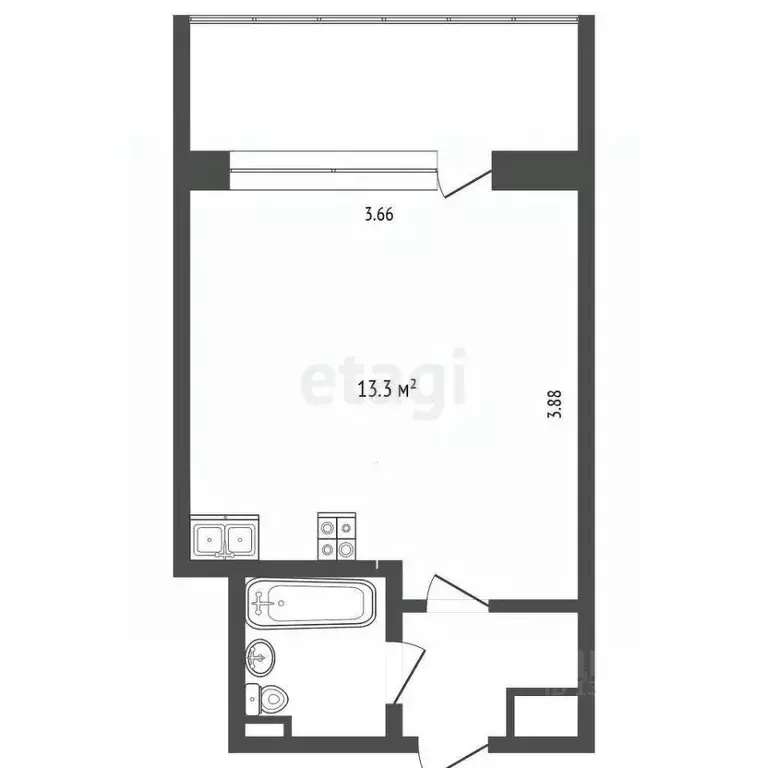 Студия Тюменская область, Тюмень ул. 30 лет Победы, 79 (17.0 м) - Фото 1