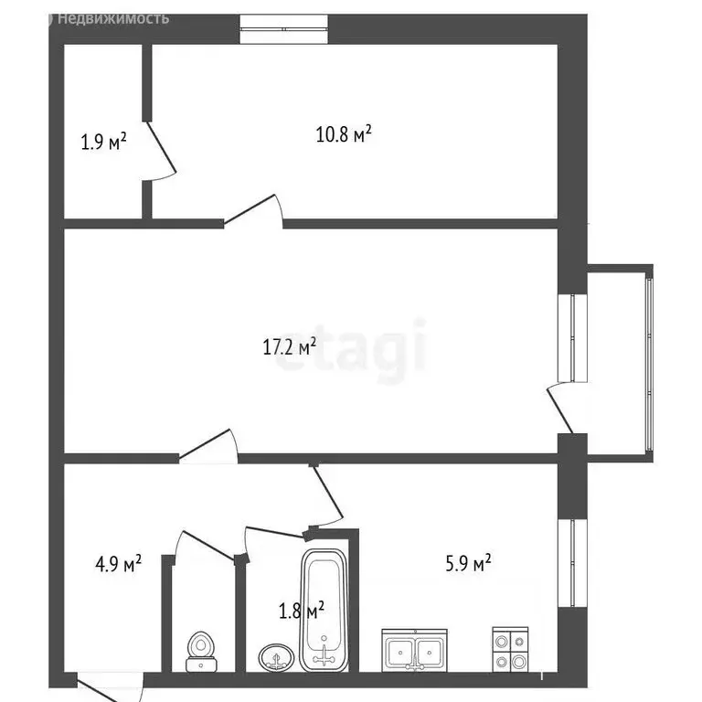 2-комнатная квартира: Севастополь, улица Генерала Жидилова, 4 (44 м) - Фото 0