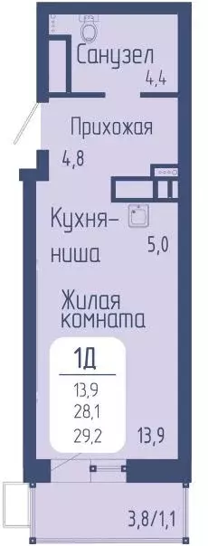 Продаётся квартира-студия, 29.2 м - Фото 1
