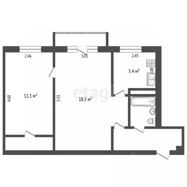 2-к кв. Московская область, Сергиев Посад Московское ш., 24 (45.3 м) - Фото 2