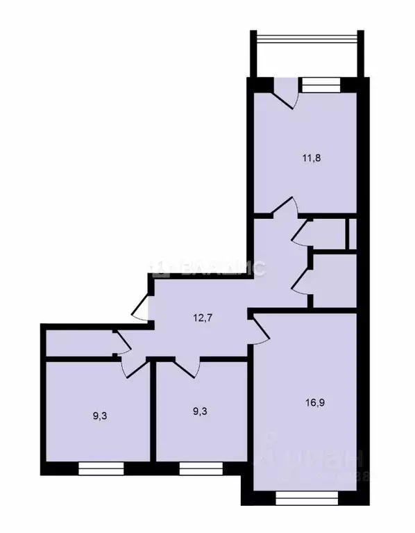 Квартира, 3 комнаты, 64.8 м - Фото 1