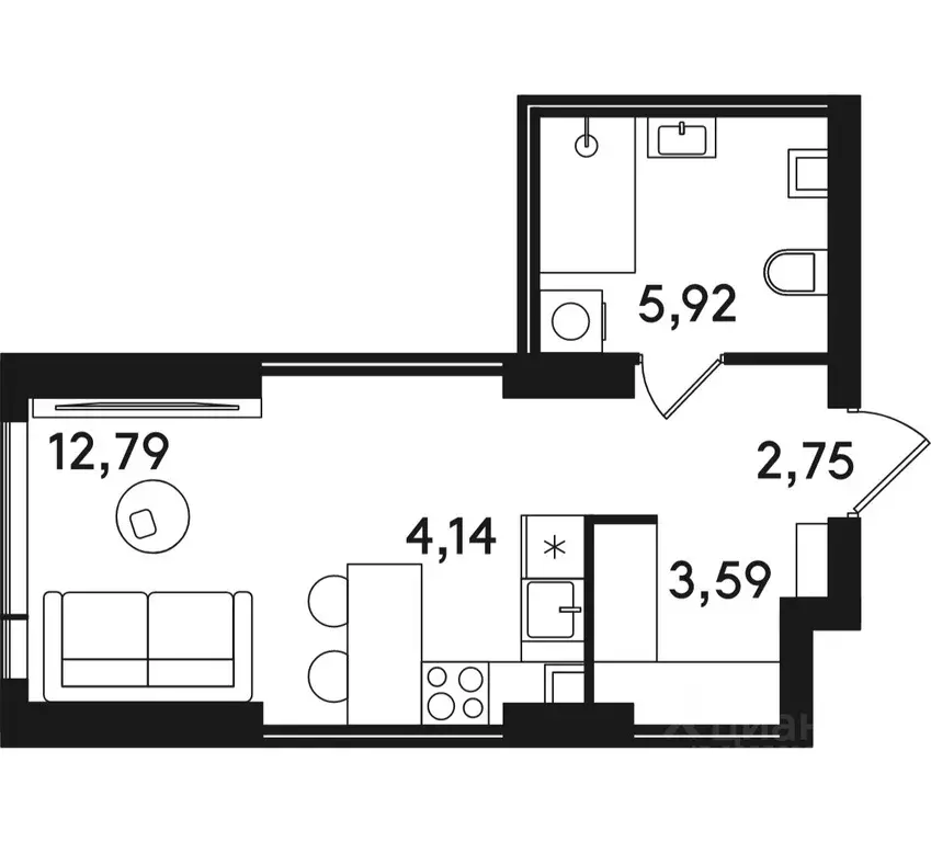 1-к кв. Москва ул. Сокольнический Вал, 2АС1 (29.19 м) - Фото 0