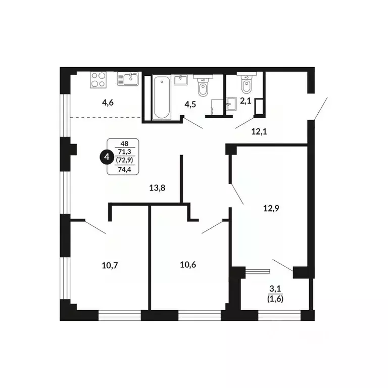 4-к кв. Кировская область, Киров Завода Маяк мкр,  (72.9 м) - Фото 0