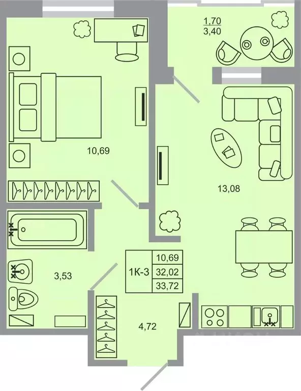 1-к кв. Ленинградская область, Всеволожский район, пос. Бугры Стороны ... - Фото 1