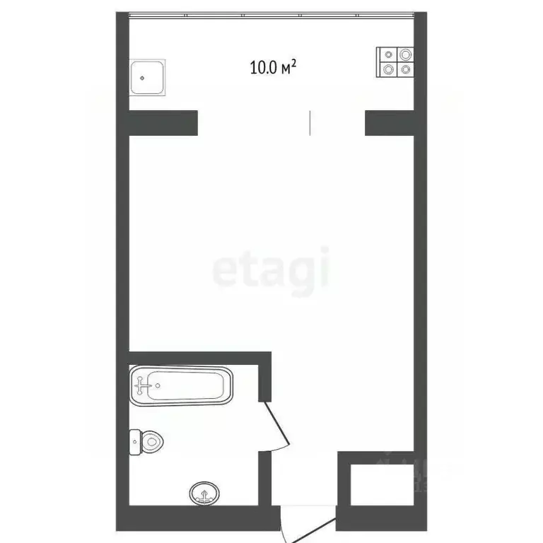 Студия Тюменская область, Тюмень ул. 30 лет Победы, 81 (16.6 м) - Фото 2