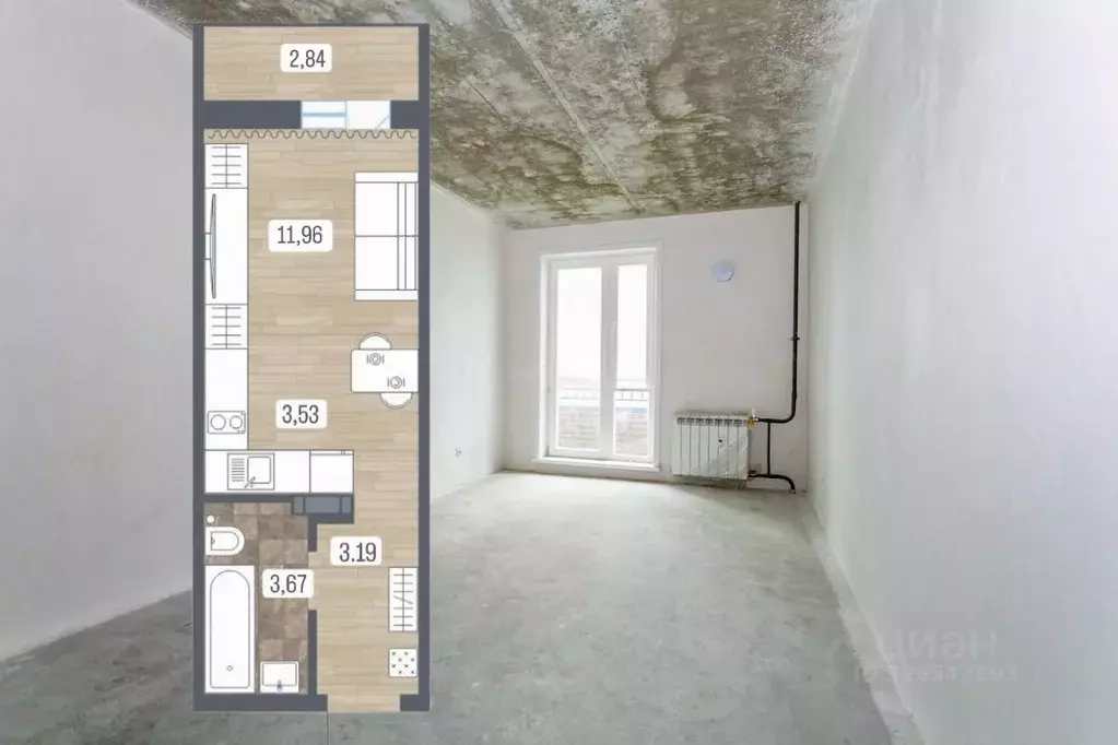 Студия Новосибирская область, Новосибирск ул. Забалуева, 69/2 (22.5 м) - Фото 1