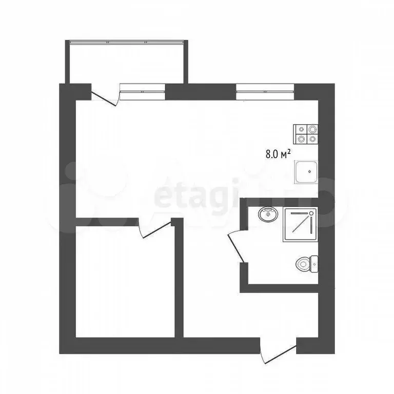 1-к. квартира, 36 м, 2/5 эт. - Фото 0