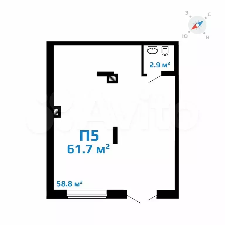 Помещение для бизнеса в ЖК  2Д Федосеенко , 61.7 м - Фото 0