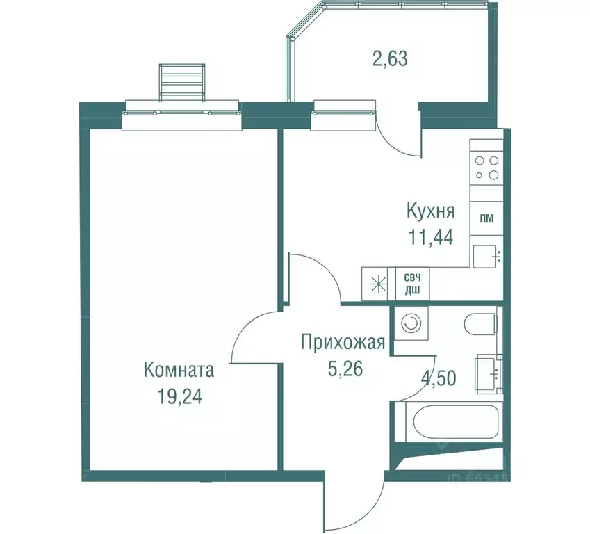 1-к кв. Московская область, Одинцово Одинбург жилой комплекс (43.07 м) - Фото 0