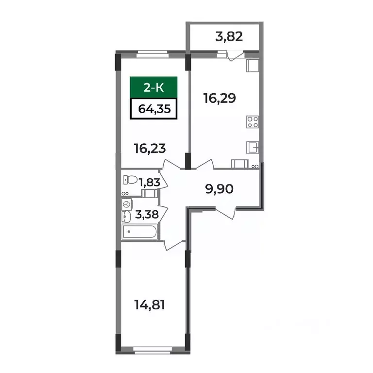 2-к кв. Владимирская область, Ковров Еловая ул., 11 (64.35 м) - Фото 0