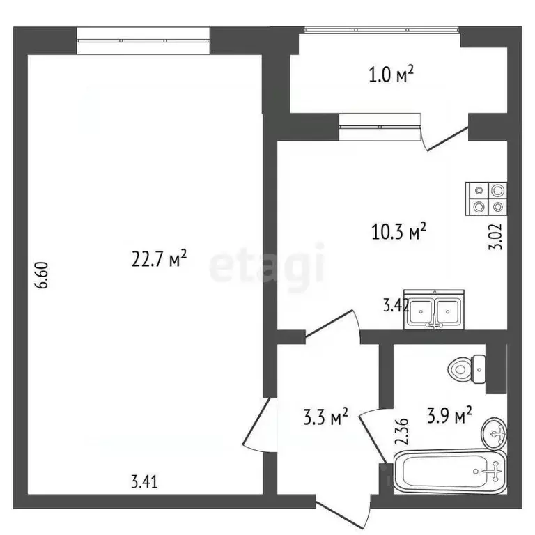 1-к кв. Московская область, Долгопрудный Новый бул., 19 (40.2 м) - Фото 2