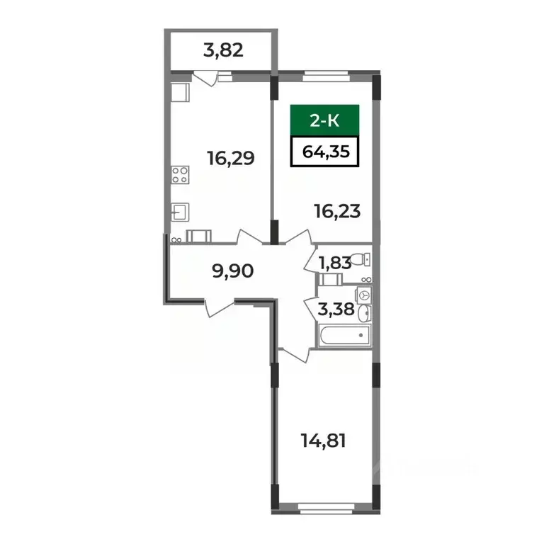 2-к кв. Владимирская область, Ковров Еловая ул., 11 (64.35 м) - Фото 0