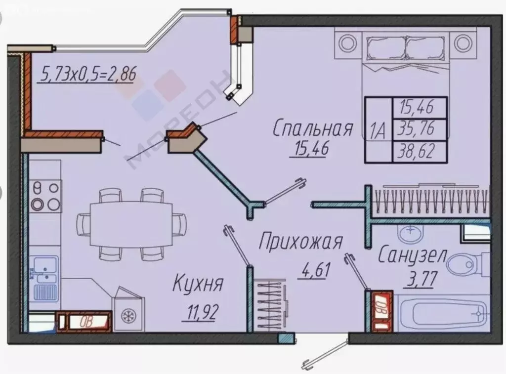 1-комнатная квартира: Краснодар, улица имени Генерала Корнилова, 10 ... - Фото 0