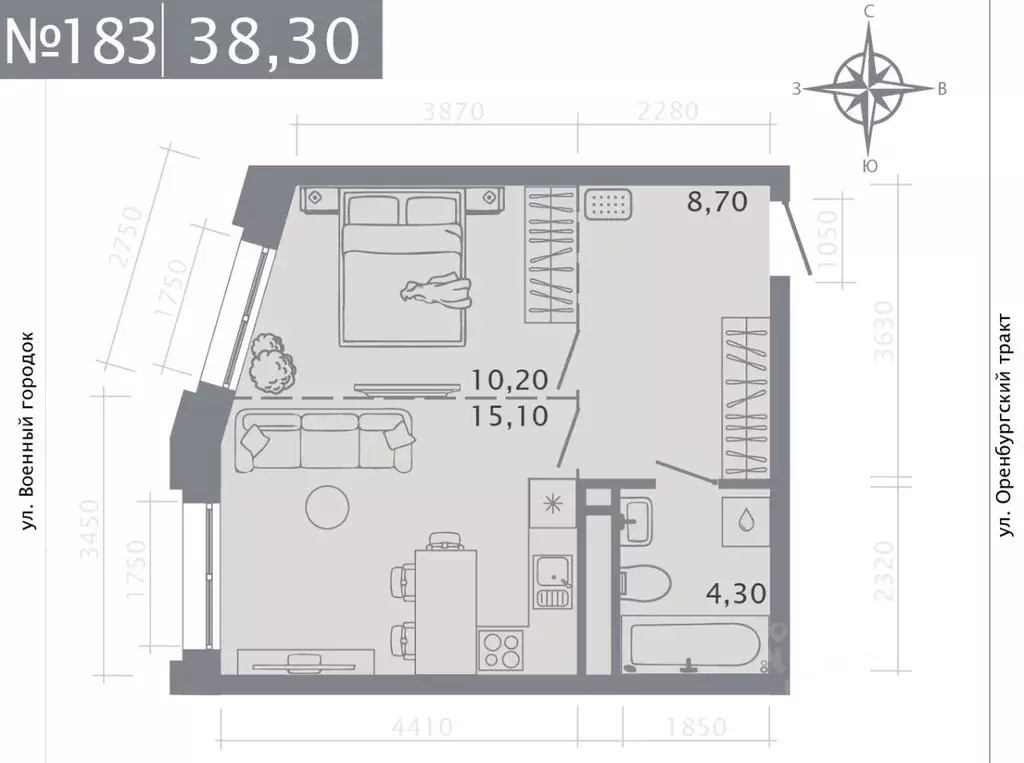 1-к кв. Татарстан, Казань ул. Шишкина (38.3 м) - Фото 0