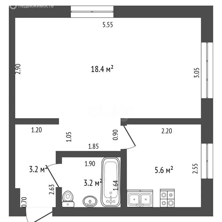 1-комнатная квартира: Стерлитамак, улица Худайбердина, 192 (30.4 м) - Фото 1