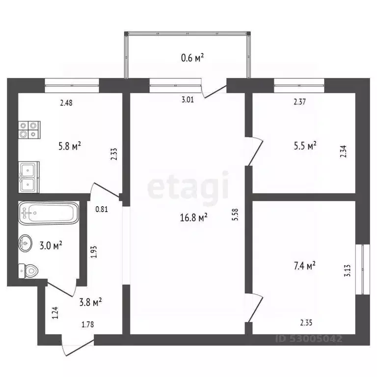 3-к кв. Забайкальский край, Чита ул. Полины Осипенко, 4 (42.3 м) - Фото 2