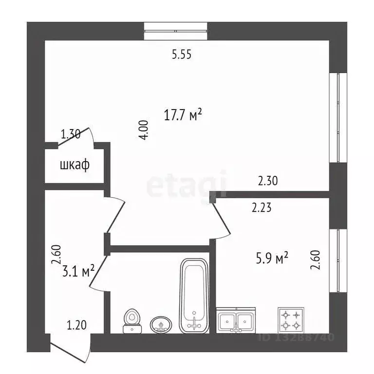 1-к кв. Орловская область, Орел Московская ул., 21 (29.9 м) - Фото 1