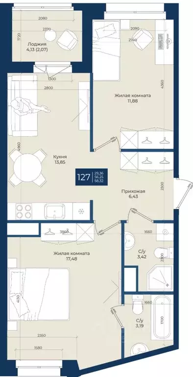 2-к кв. Ленинградская область, Ломоносовский район, Аннинское ... - Фото 1