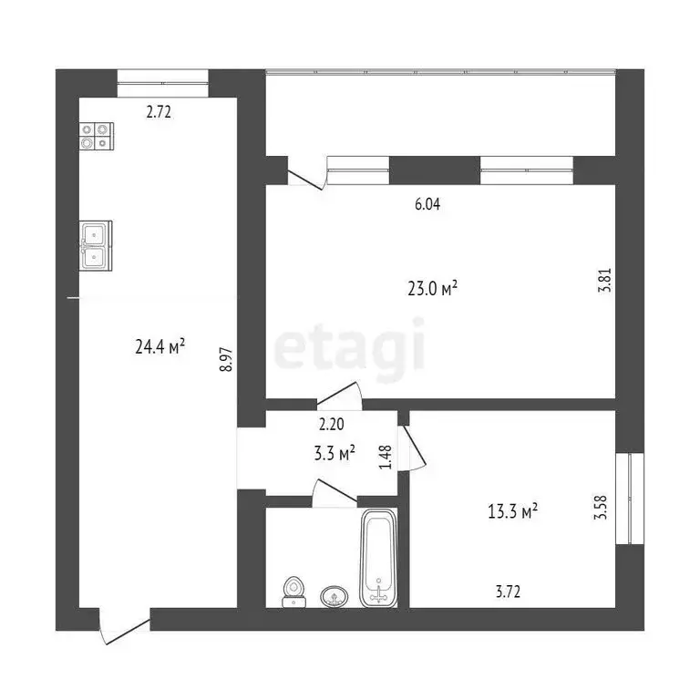 2-комнатная квартира: Тюмень, улица Пермякова, 23/1 (72.2 м) - Фото 0
