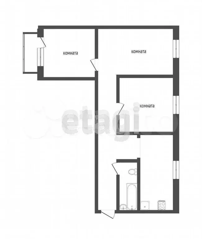 3-к. квартира, 60 м, 2/5 эт. - Фото 0