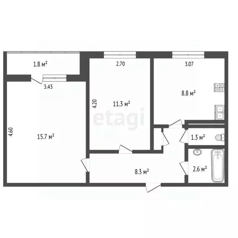 2-к кв. Крым, Щелкино Ленинский район, 3-й мкр, 99 (48.0 м) - Фото 2