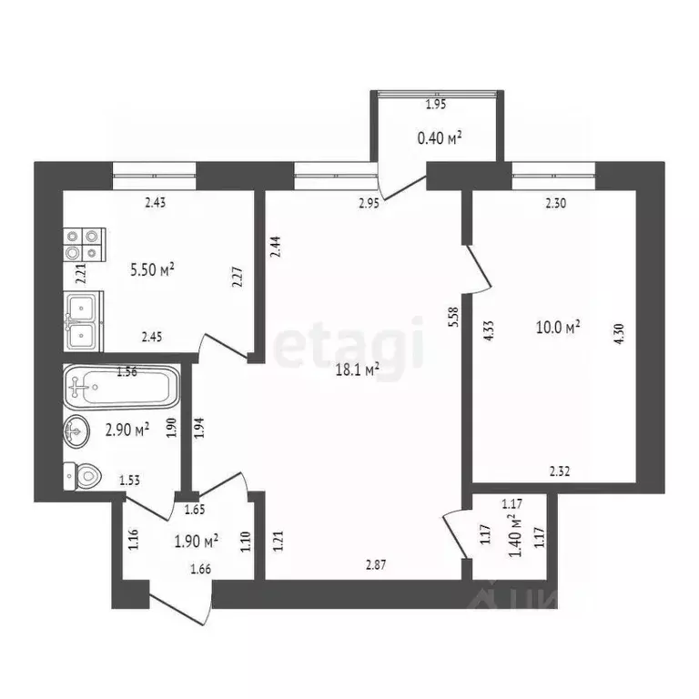2-к кв. Тамбовская область, Тамбов Астраханская ул., 1/2 (39.8 м) - Фото 0