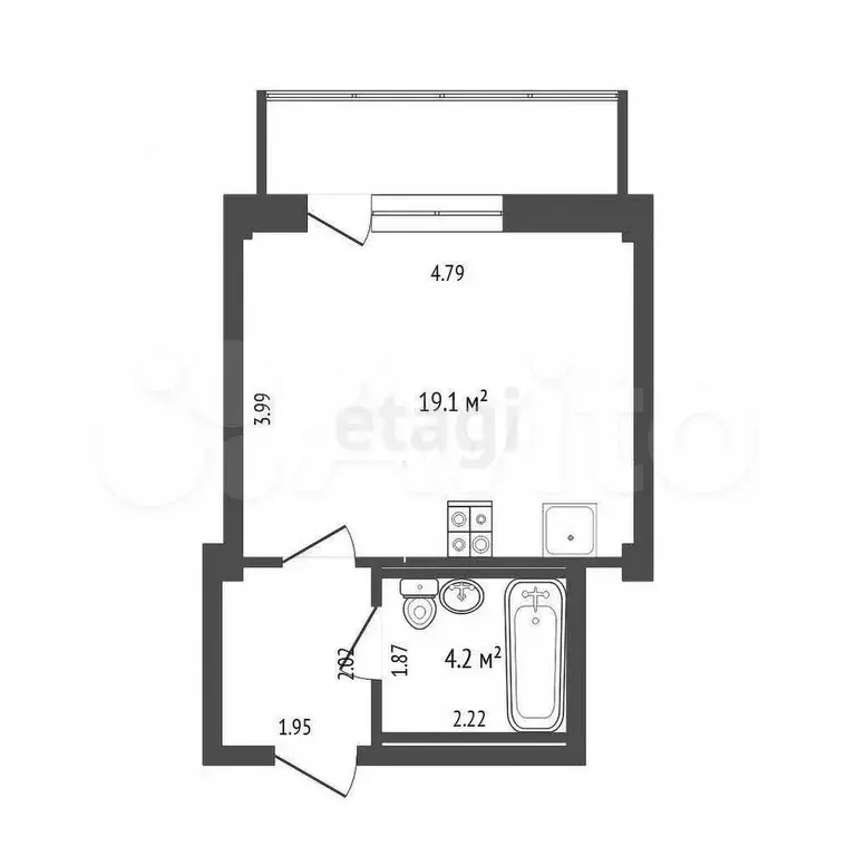 Квартира-студия, 26,9 м, 12/18 эт. - Фото 0