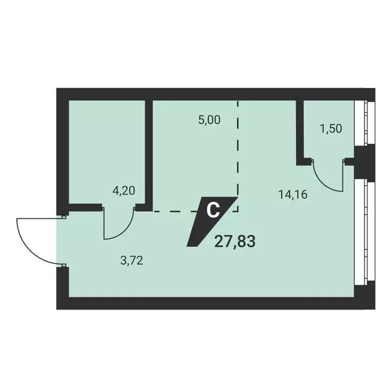 1-комнатная квартира: Екатеринбург, Монтёрская улица, 8 (27.83 м) - Фото 1