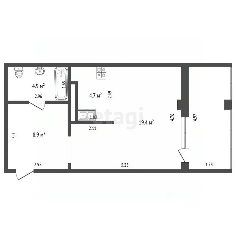 1-к кв. Саха (Якутия), Якутск ул. Можайского, 13/7А (37.9 м) - Фото 2