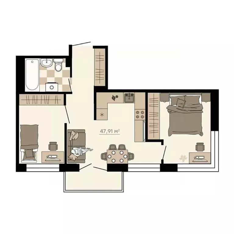 3-к кв. Приморский край, Владивосток ул. Грязелечебница (47.91 м) - Фото 1