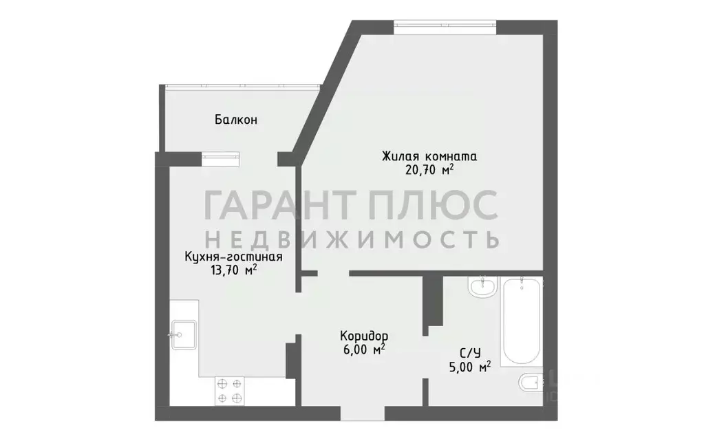 1-к кв. Липецкая область, Липецк ул. А.Г. Стаханова, 77к1 (48.6 м) - Фото 2