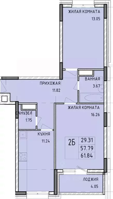 2-к кв. тульская область, тула рязанская ул, 21 (61.84 м) - Фото 0