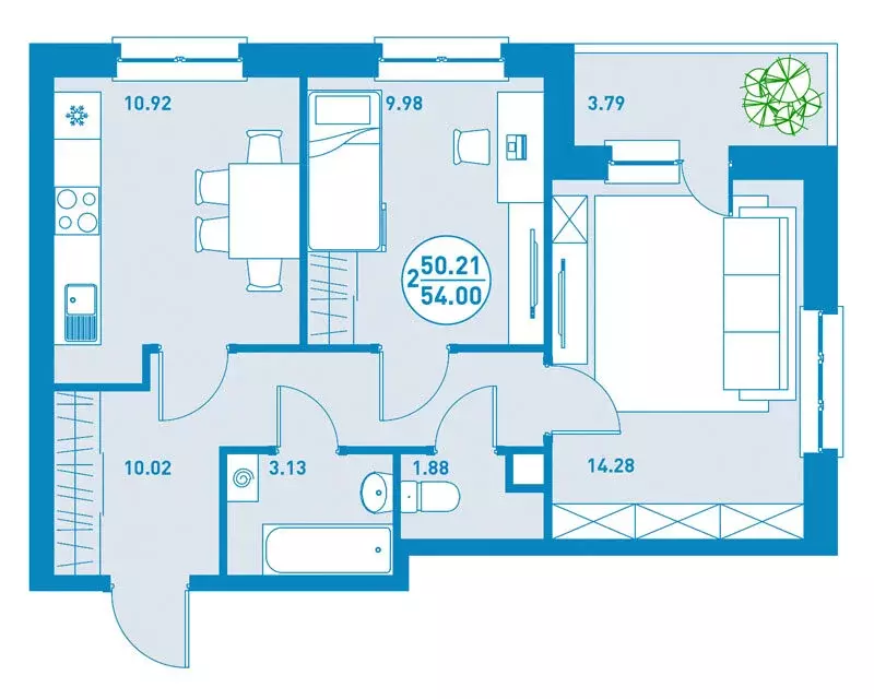 2-комнатная квартира: Тюмень, улица Фармана Салманова, 6 (50 м) - Фото 2