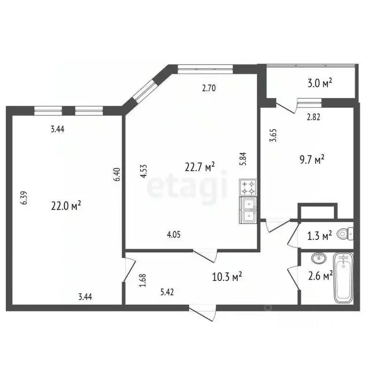 3-к кв. Санкт-Петербург Альпийский пер., 32 (69.0 м) - Фото 1