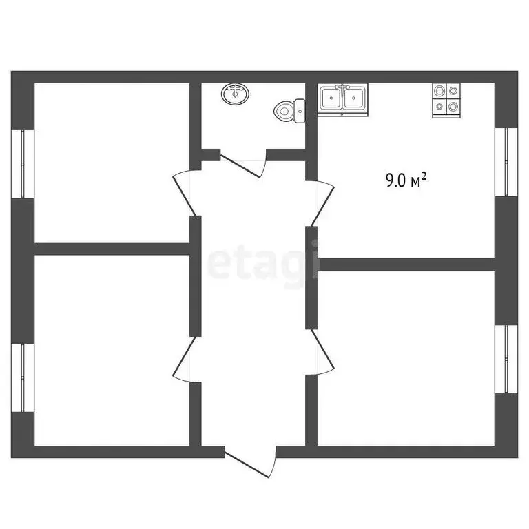 3-комнатная квартира: Алапаевск, улица Пугачёва, 6 (51.8 м) - Фото 0