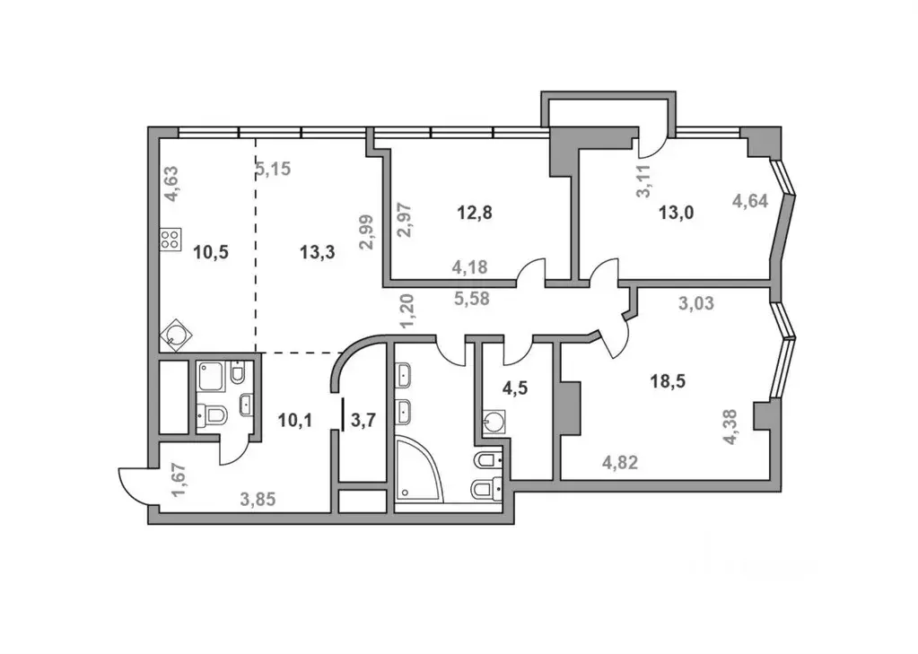 Квартира, 4 комнаты, 104 м - Фото 1