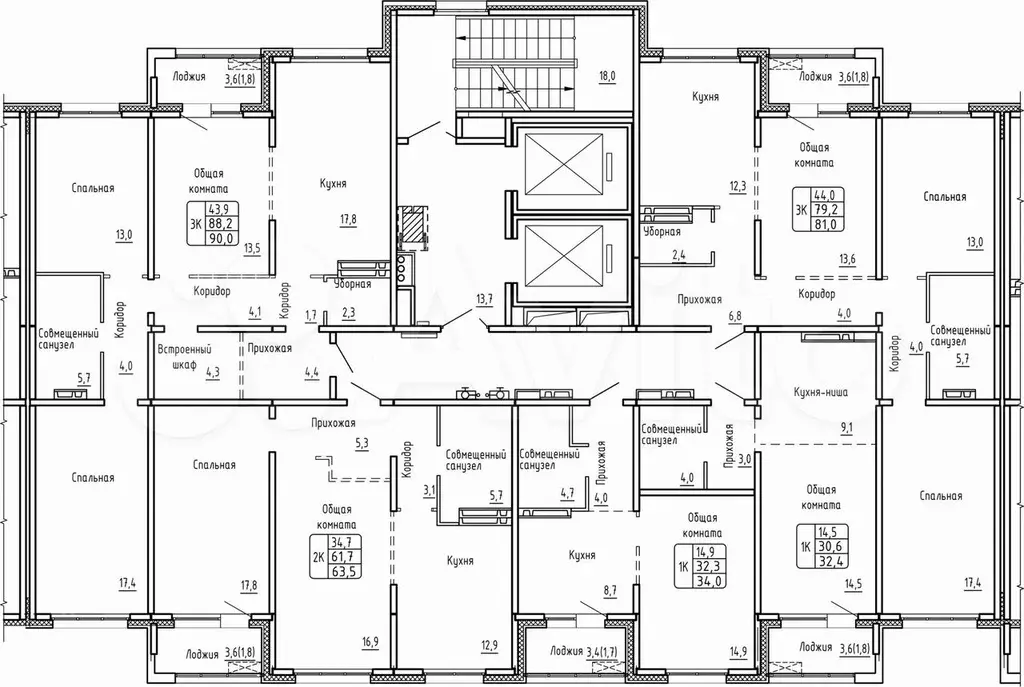1-к. квартира, 32,4 м, 14/17 эт. - Фото 1