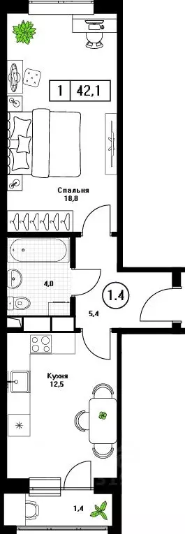 1-к кв. Московская область, Пушкино Пушкино Град жилой комплекс, к2 ... - Фото 1