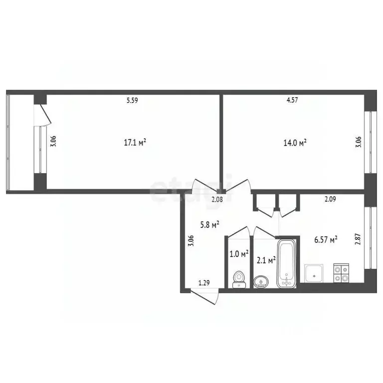 2-к кв. Мордовия, Саранск ул. Розы Люксембург, 8 (47.2 м) - Фото 2